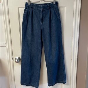 GAP 365 High Rise UltraSoft Denim Pleated Jeans medium indigo women’s size 4